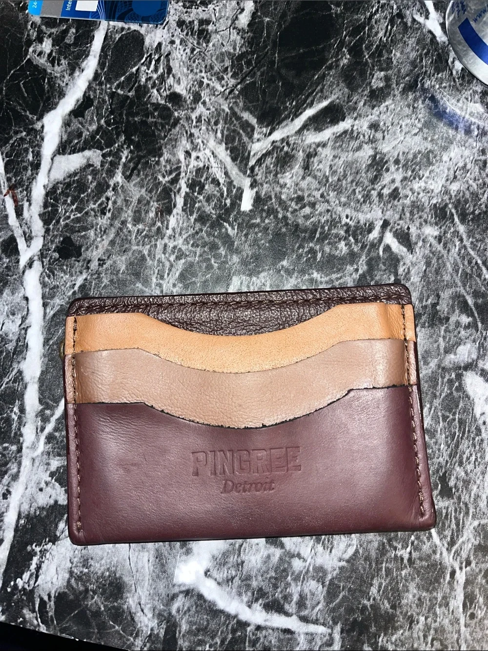 PINGREE Detroit Two-Tone Brown Leather Card  Holder